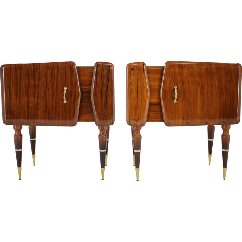 Pair of vintage sculptural wooden night stands, Italy 1960s