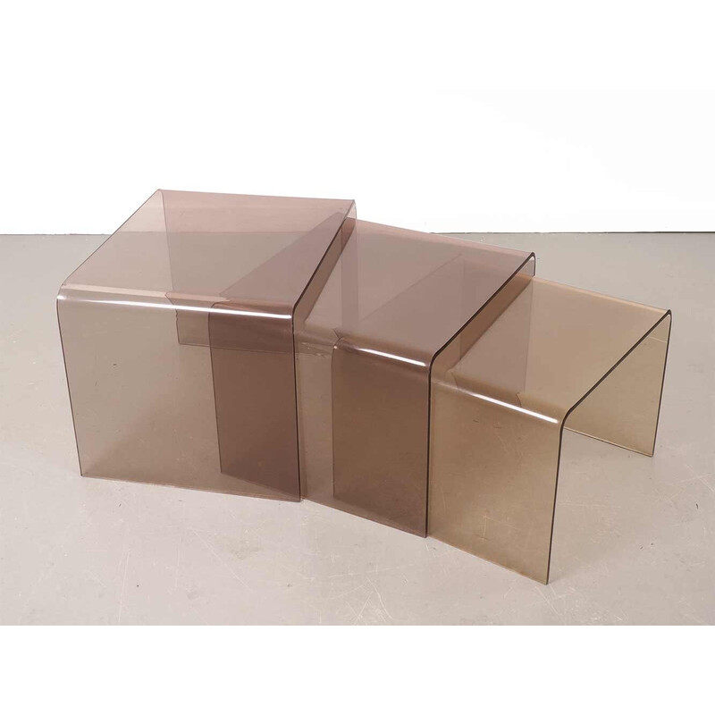 Vintage smoked acrylic nesting tables