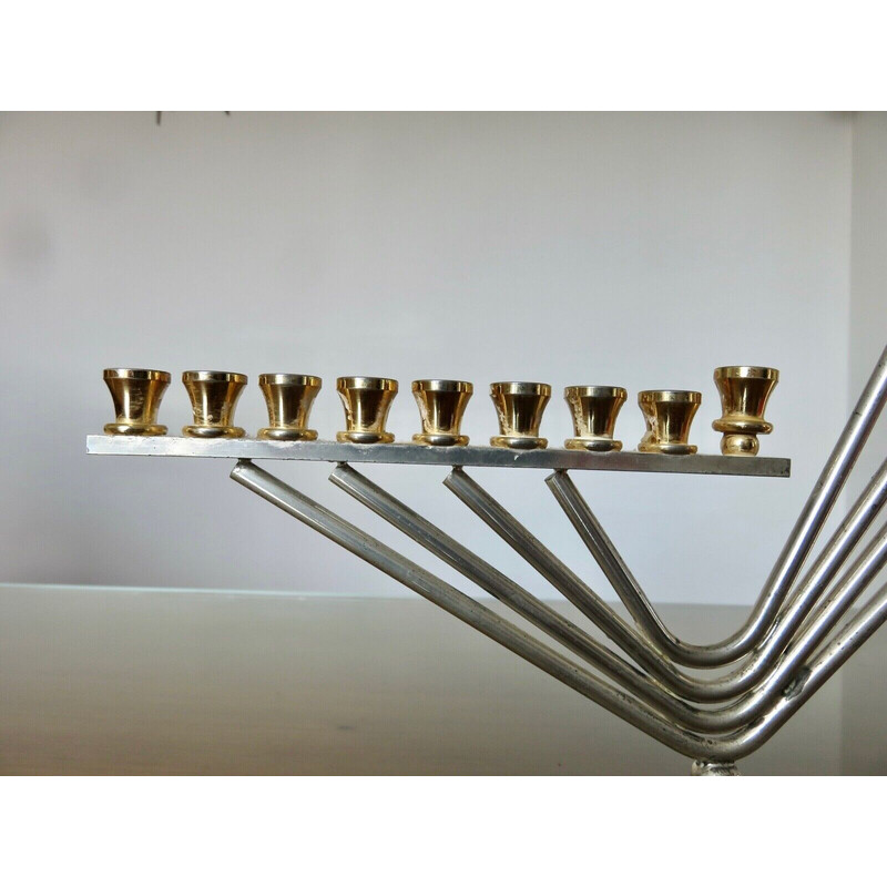 Portacandele vintage "Hanukkah menorah" con 9 candele di Korem, 1970