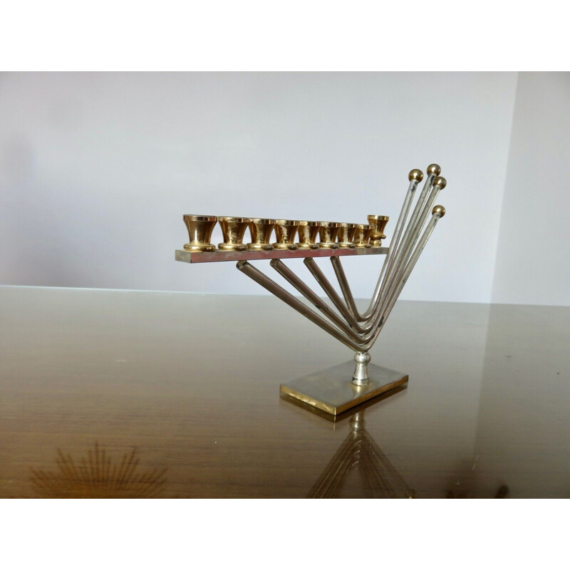 Vintage "Hanukkah menorah" candlestick with 9 candles by Korem, 1970