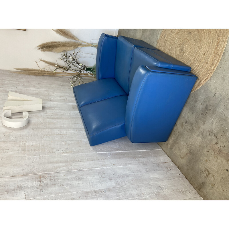 Asiento skai azul vintage de Airborne, 1960