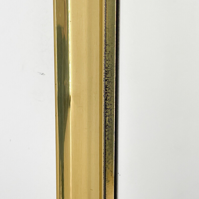 Miroir métallique vintage à patine dorée, Tchécoslovaquie 1970
