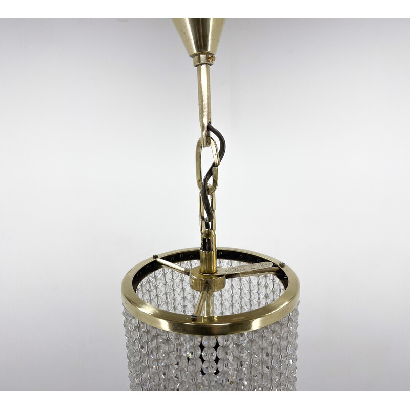 Vintage brass and crytal chandelier by Preciosa Glassworks, Czechoslovakia 1960s