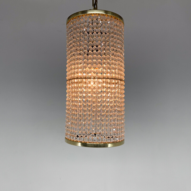 Vintage brass and crytal chandelier by Preciosa Glassworks, Czechoslovakia 1960s