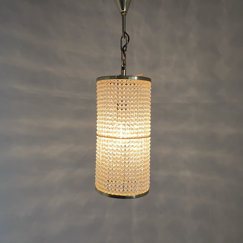 Vintage brass and crytal chandelier by Preciosa Glassworks, Czechoslovakia 1960s