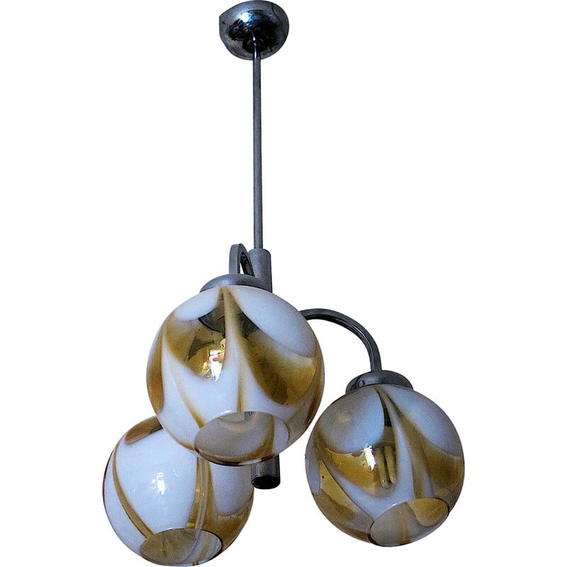 Vintage Italian 3-arm Mazzega Murano glass chandelier, 1960s