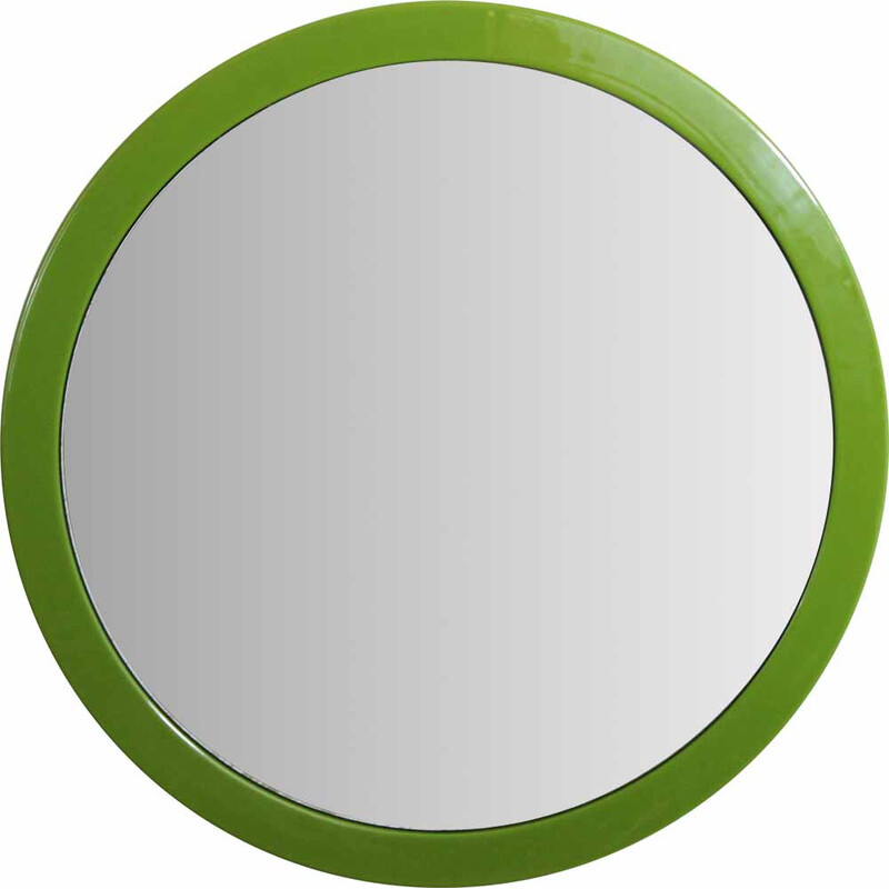 Miroir rond vintage vert, 1970