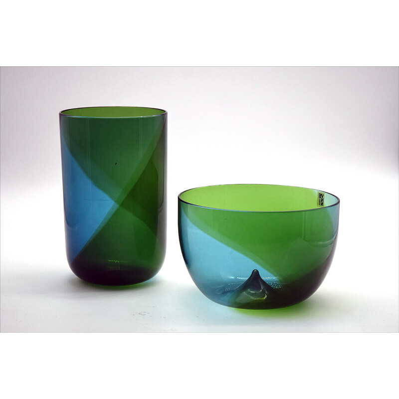 Par de vasos vintage "Coreani" de Tapio Wirkkala para Venini, década de 1970