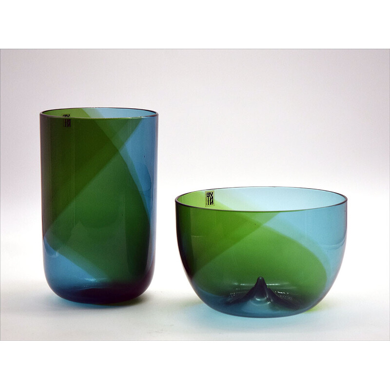 Pair of vintage 'Coreani' vases by Tapio Wirkkala for Venini, 1970s