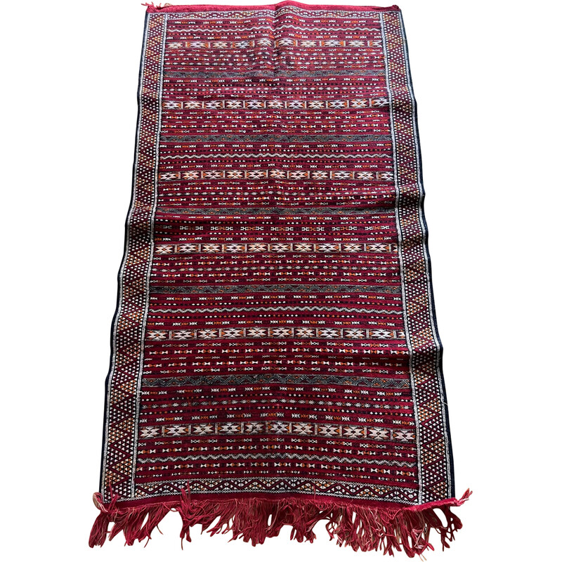 Vintage hand-woven wool kilim rug, 1970