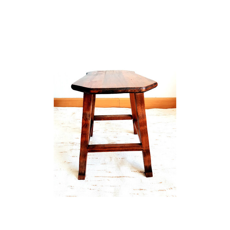 Vintage wooden Brutalist milking stool, 1950