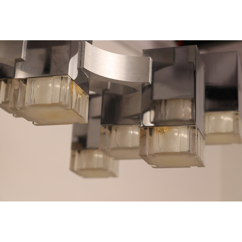 Vintage ceiling lamp model 'Cubic' with 13 lights by Gaetano Sciolari for Sciolari, Italy 1970s