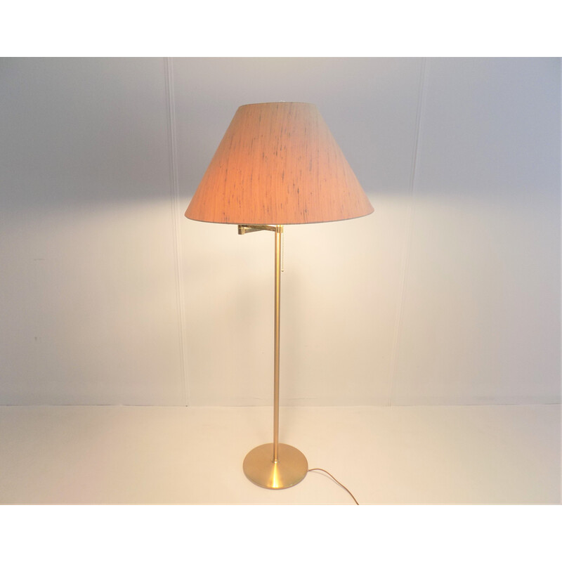 Vintage messing vloerlamp met zwenkarm