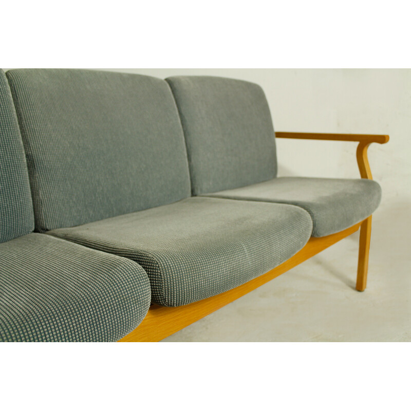 Scandinavian vintage bentwood and fabric upholstery sofa, 1980s