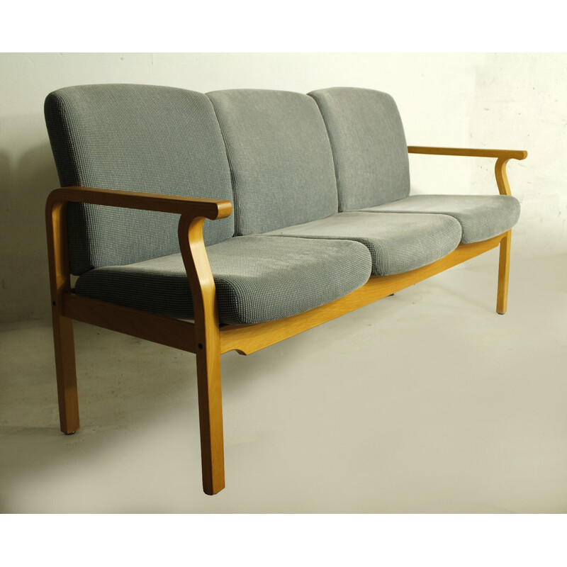 Skandinavisches Vintage-Sofa aus Bugholz und Stoffbezug, 1980er Jahre