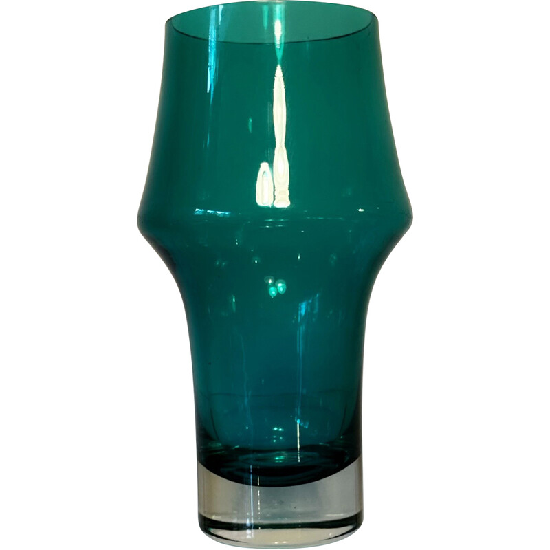 Mid century Aqua glass vase by Aimo Okkolin for Riihimaki, 1960