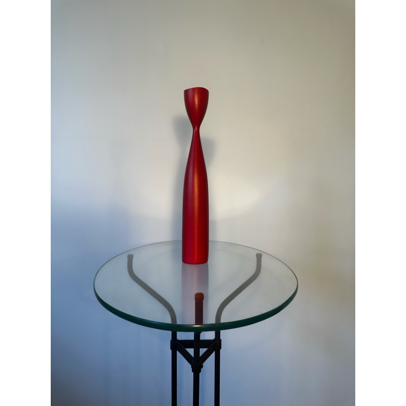 Vintage red Swedish candlestick by Master Craftsman for Rude Osolnik, 1960