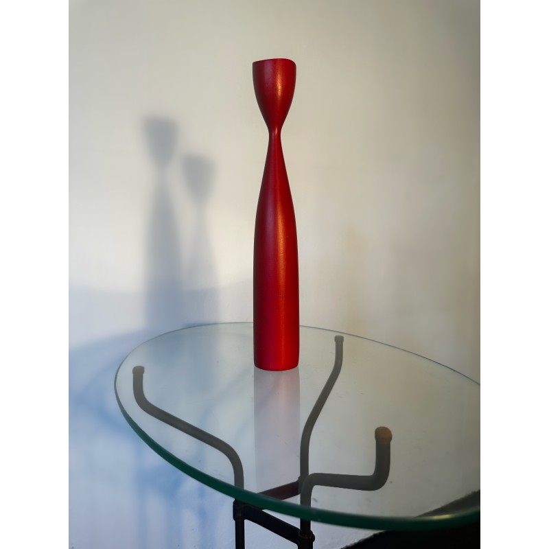 Vintage red Swedish candlestick by Master Craftsman for Rude Osolnik, 1960