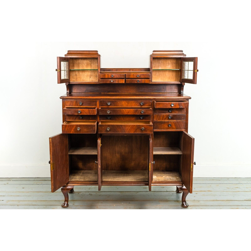 Mid century mahogany decorative dentist cabinet