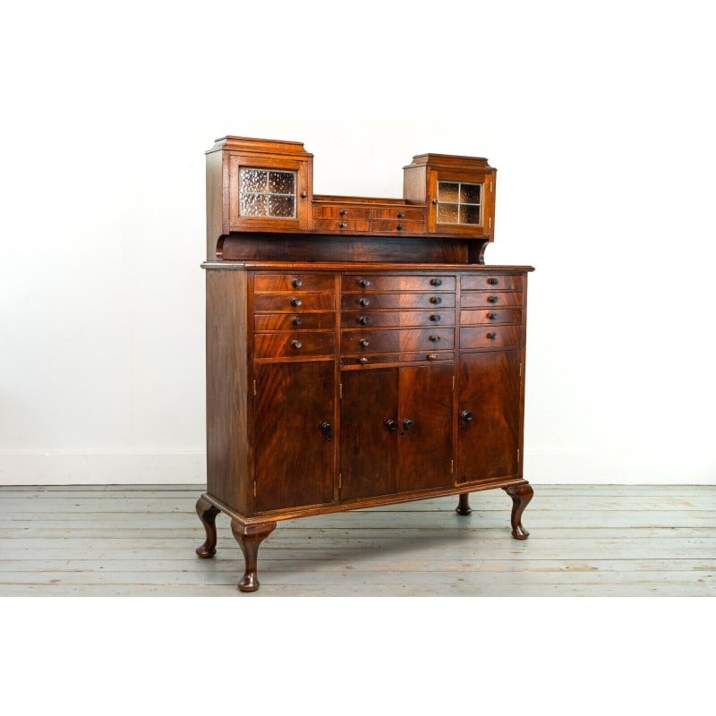 Mid century mahogany decorative dentist cabinet