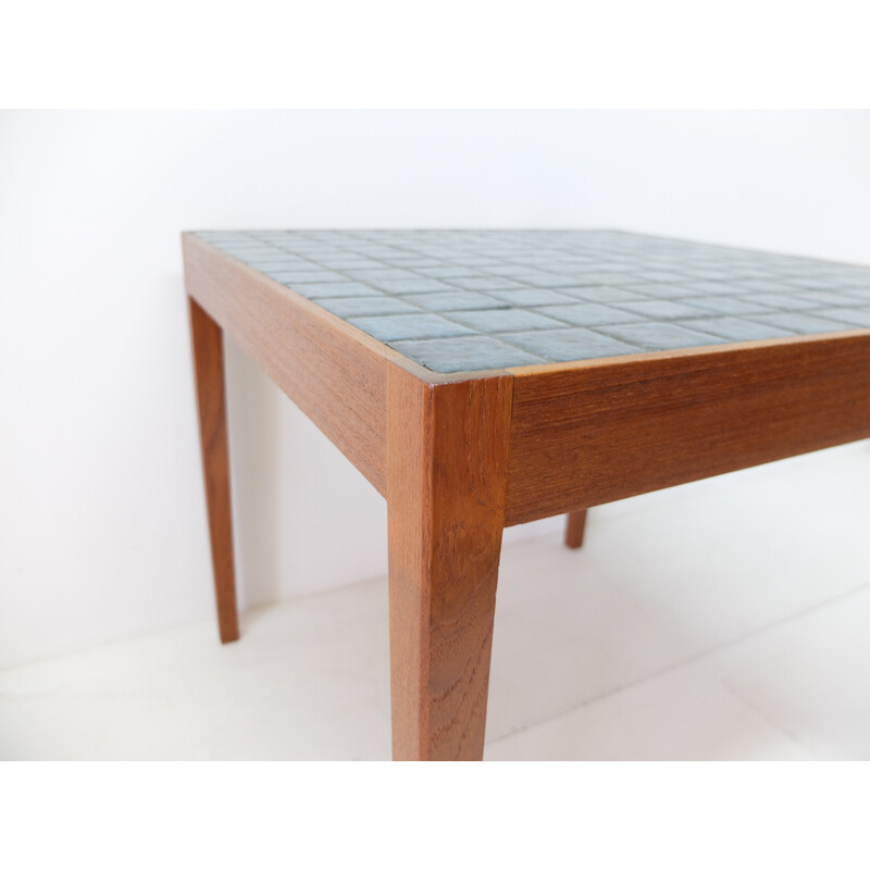 Tavolino vintage scandinavo in teak e ceramica, 1960