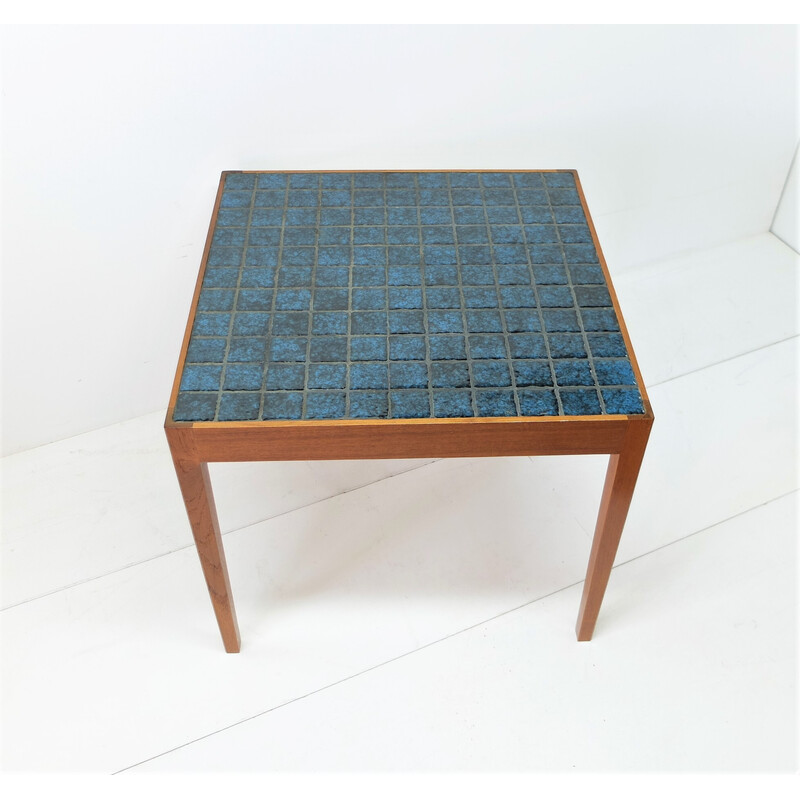 Scandinavian vintage teak and ceramic coffee table, 1960