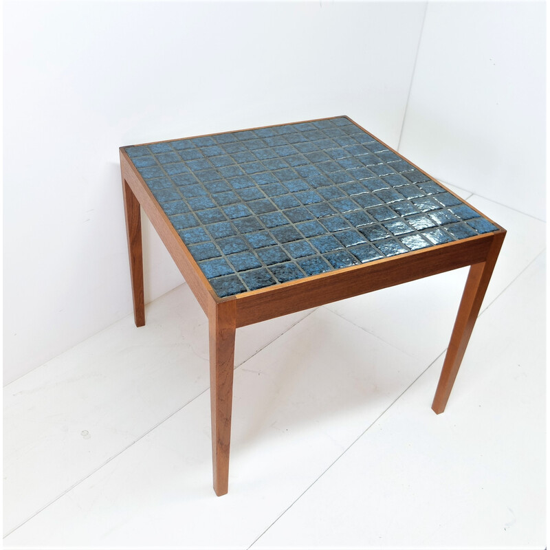 Tavolino vintage scandinavo in teak e ceramica, 1960