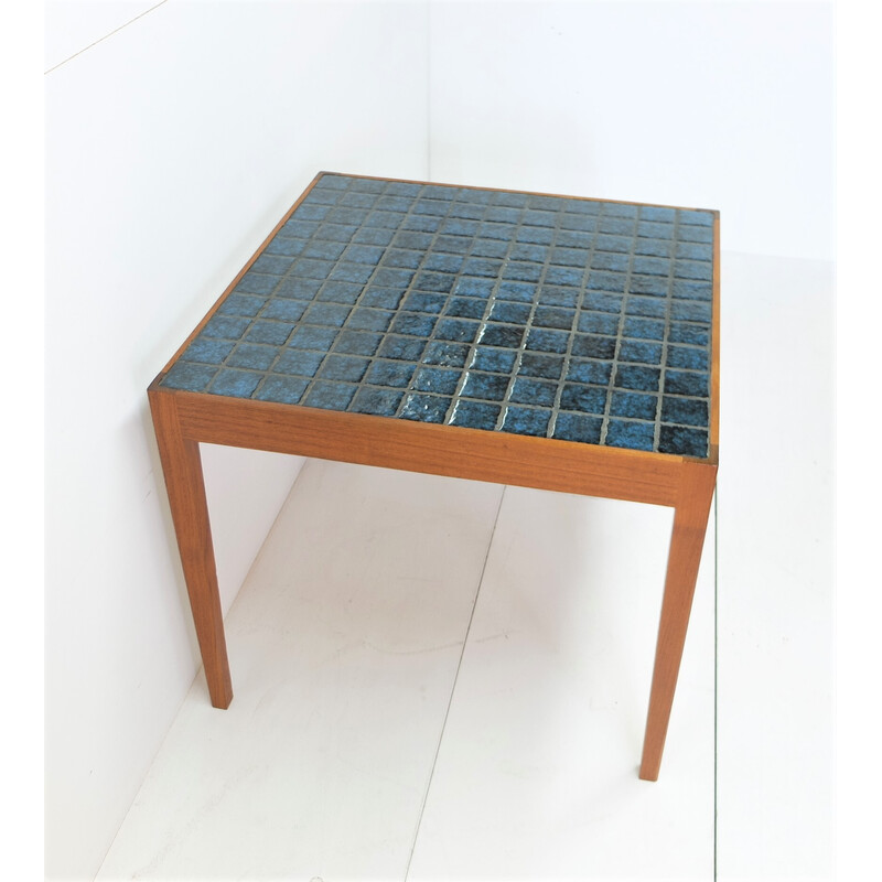 Scandinavian vintage teak and ceramic coffee table, 1960