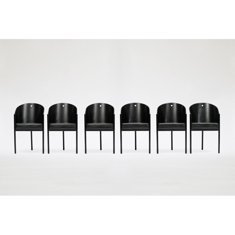 Set of 6 vintage black Costes dining chairs by Philippe Starck for Driade, 1980s