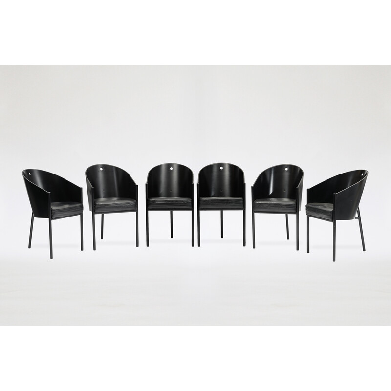 Set of 6 vintage black Costes dining chairs by Philippe Starck for Driade, 1980s
