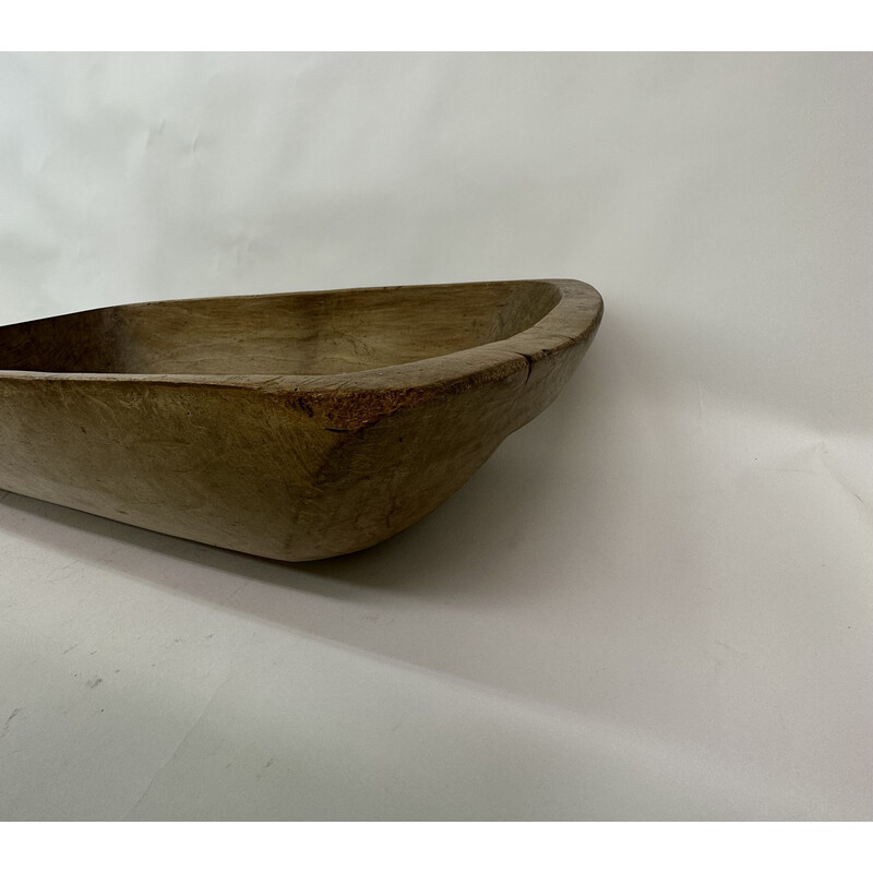 Vintage wooden dough bowl trough hand carved, 1900s