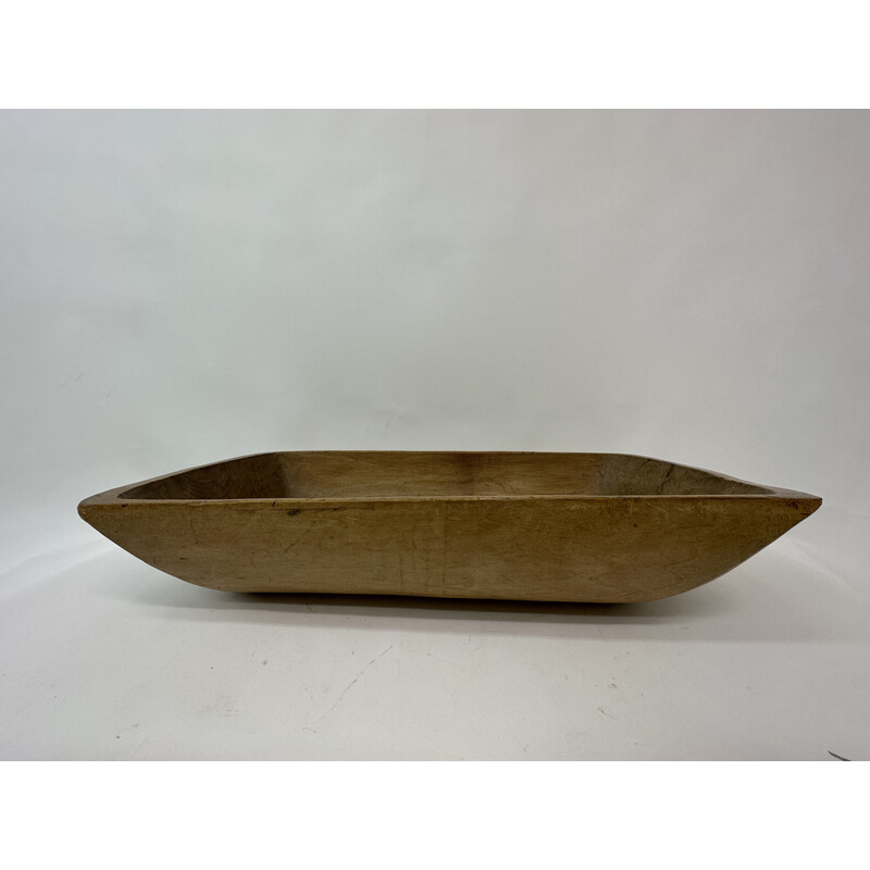 Vintage wooden dough bowl trough hand carved, 1900s