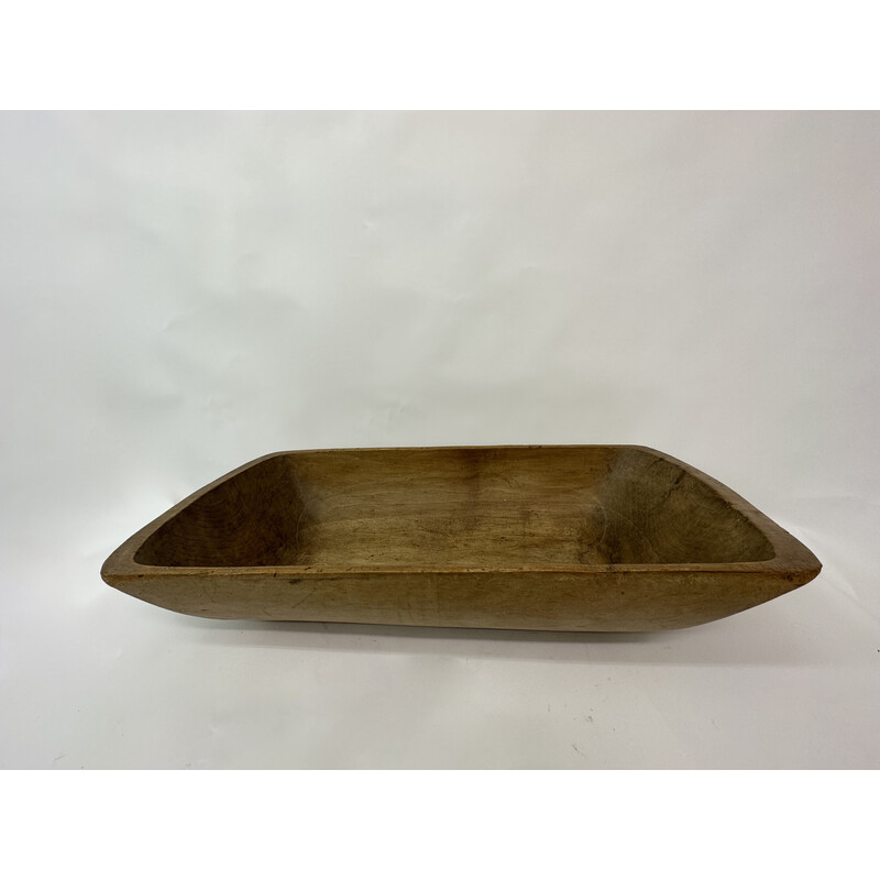 Vintage wooden dough bowl trough hand carved, 1900s