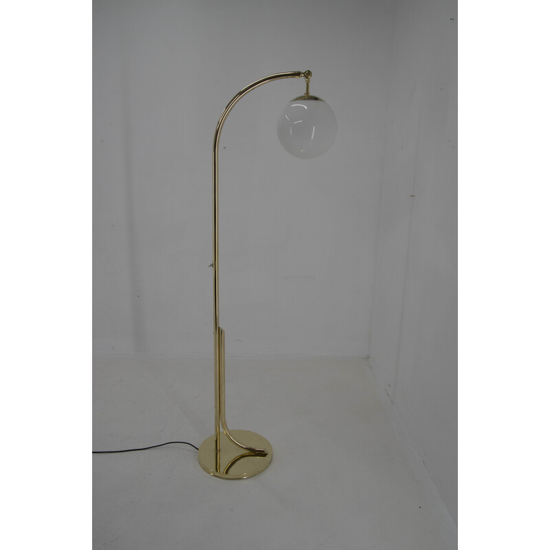 Ar Deco vintage brass floor lamp, Czechoslovakia 1930s