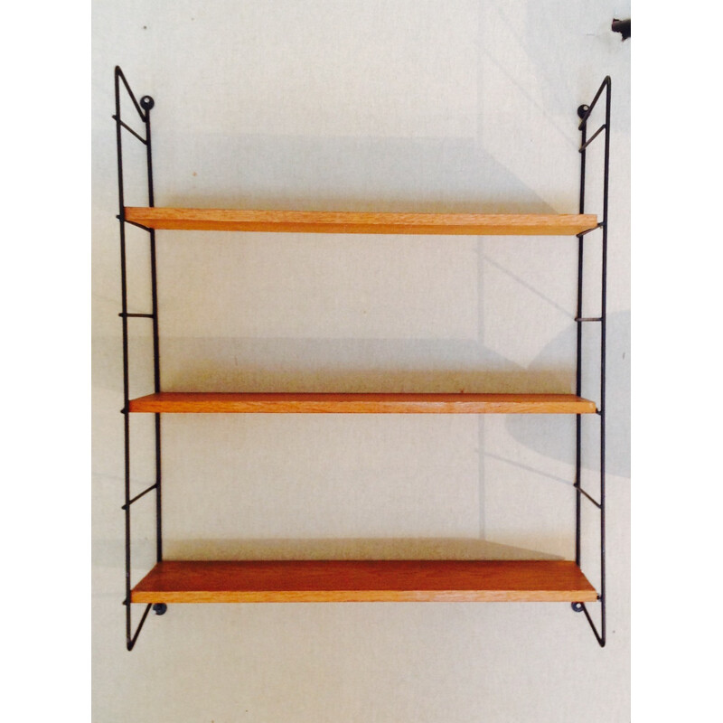 String shelving unit with black metal racks - 1950s