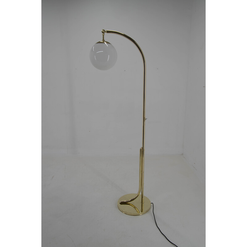 Ar Deco vintage brass floor lamp, Czechoslovakia 1930s