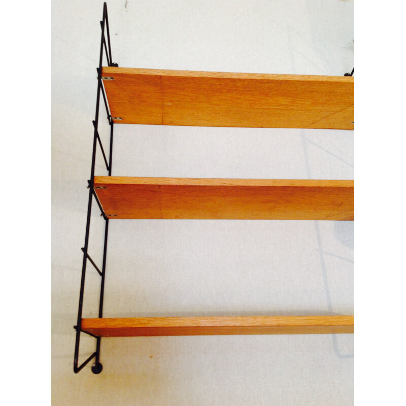 String shelving unit with black metal racks - 1950s