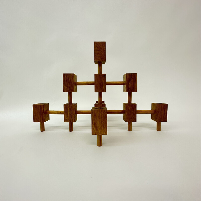 Mid-century wooden candlestick, 1970s