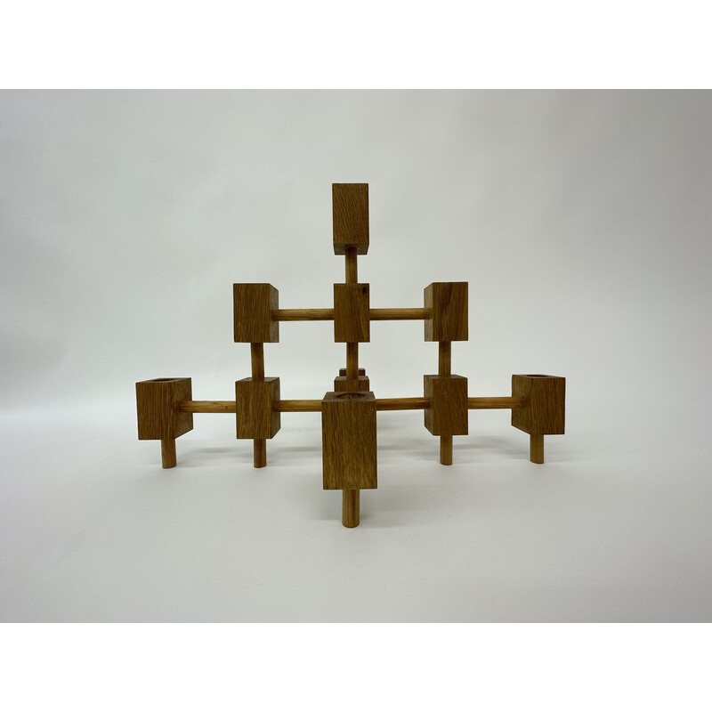 Candelero de madera de mediados de siglo, años 70