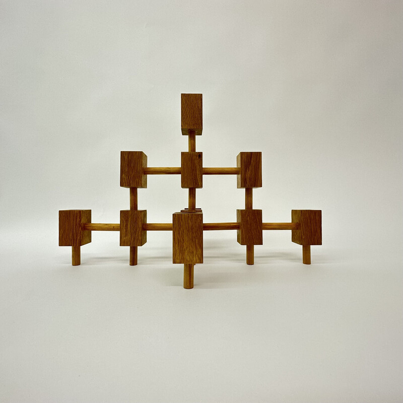 Mid-century wooden candlestick, 1970s