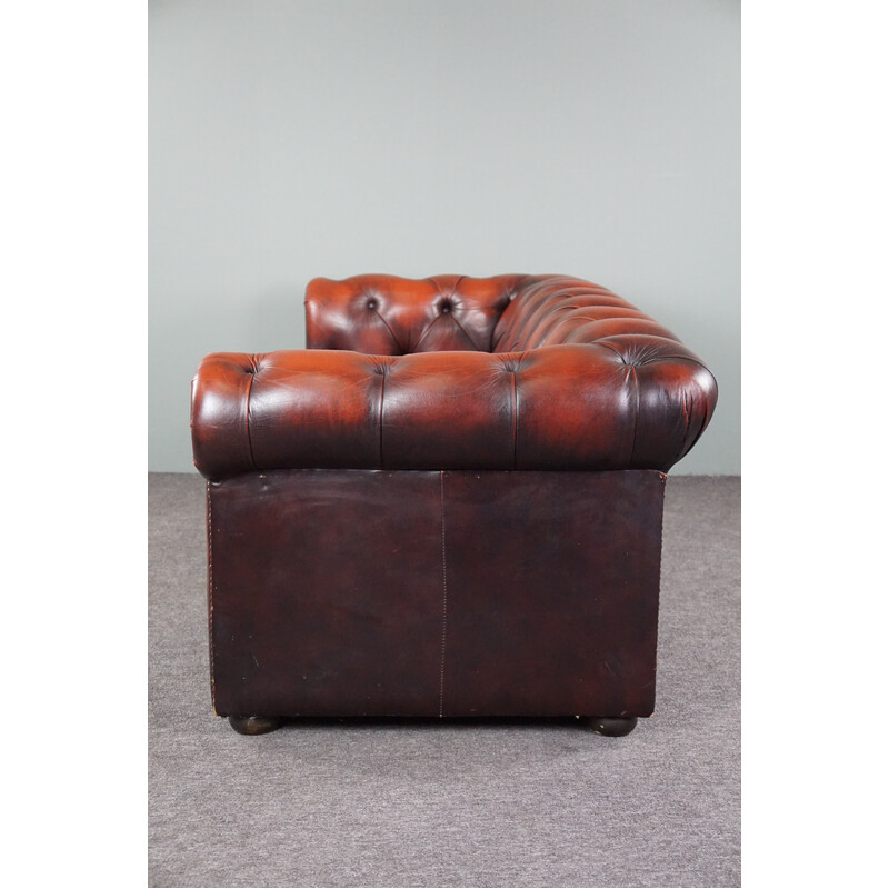 Vintage red cow leather Chesterfield sofa
