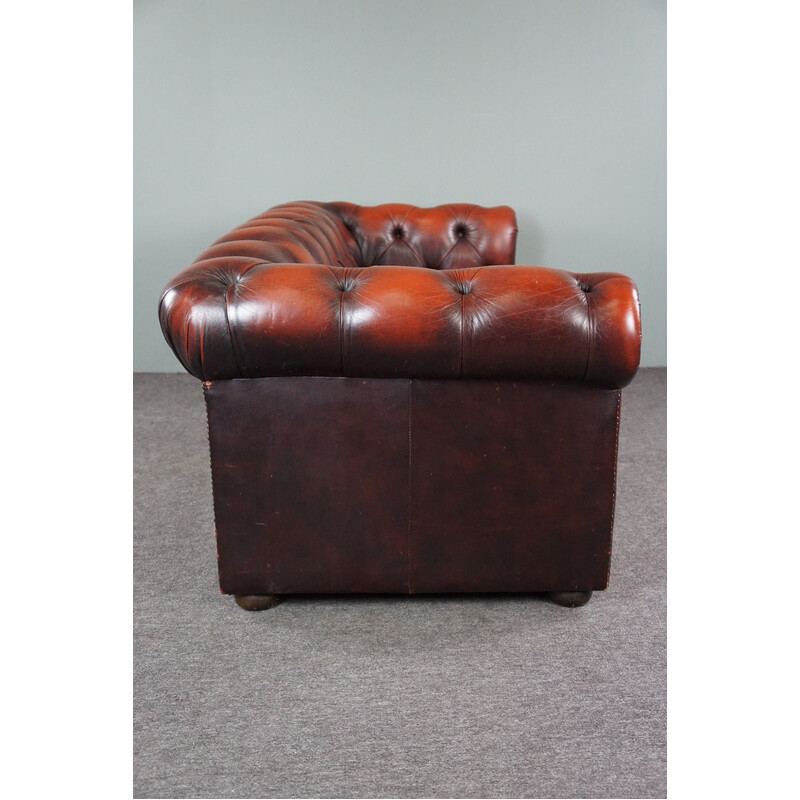 Vintage red cow leather Chesterfield sofa