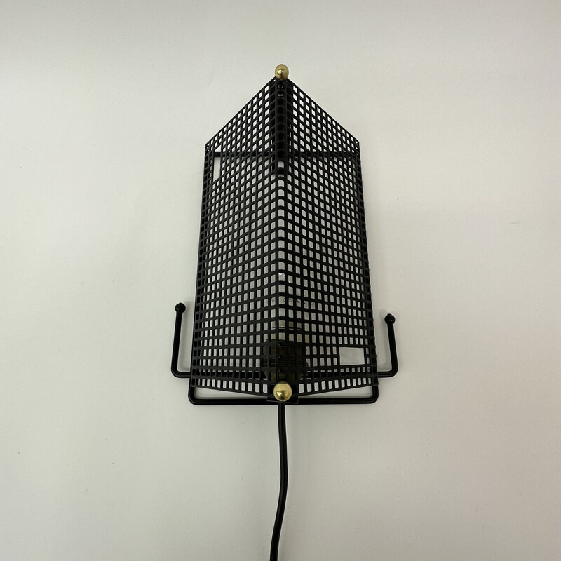 Mid century perforated metal wall lamp by Tjerk Reijenga for Pilastro, 1950s