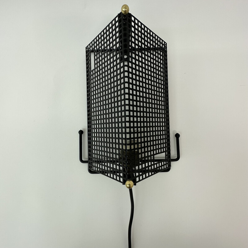 Mid century perforated metal wall lamp by Tjerk Reijenga for Pilastro, 1950s