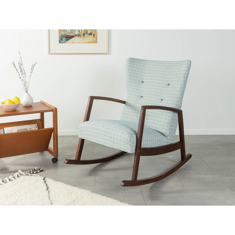 Vintage solid beech wood rocking chair, Germany 1950s