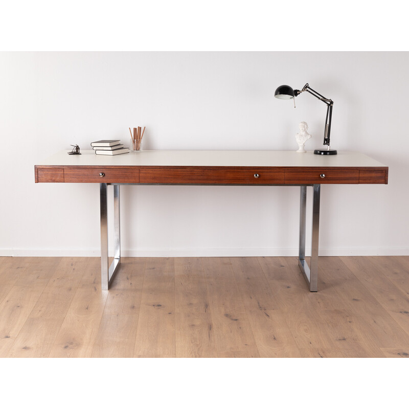 Vintage desk in walnut veneer with two drawers, 1960s