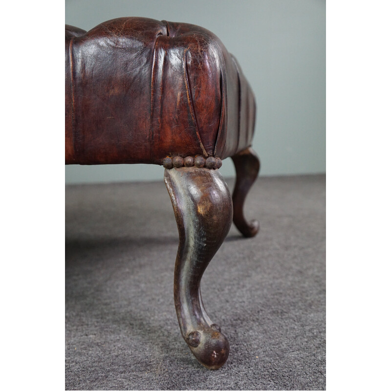 Vintage sheep leather Chesterfield footrest