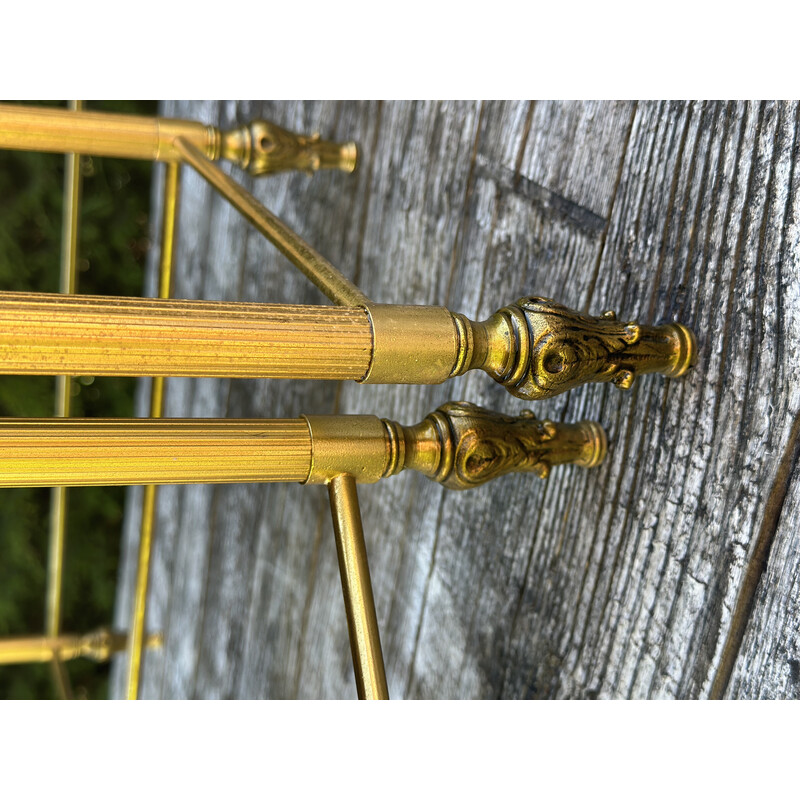 Vintage brass nesting table with moiré mirror, 1970