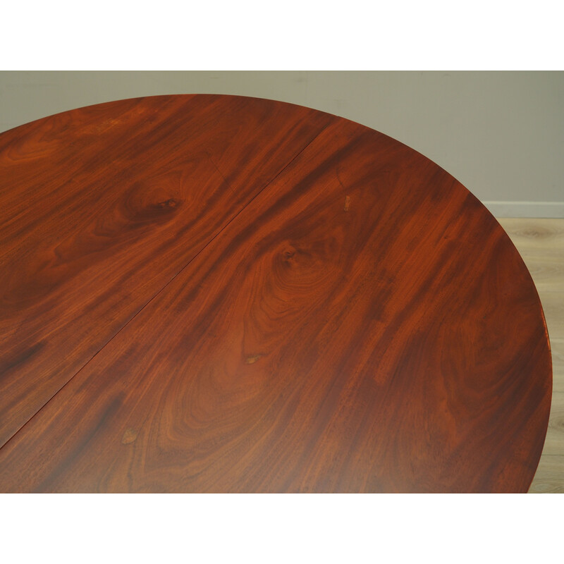 Vintage round mahogany table, Denmark 1970s