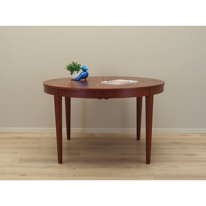 Vintage round mahogany table, Denmark 1970s